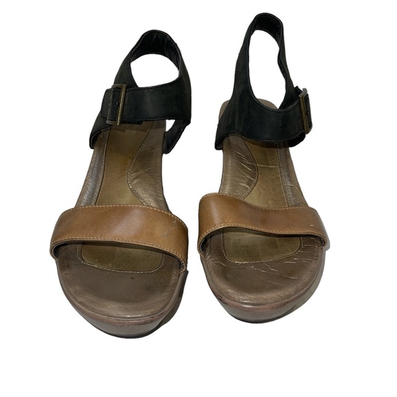 Naot Women's Sandals Size 10(41) Black & Brown Leather Wedge Strappy Platform - Picture 2 of 10